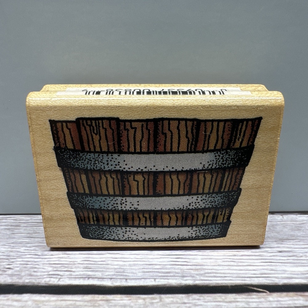 Barrel Wood Mounted 1996 Crafts Comotion Rubber Stamp #836‎